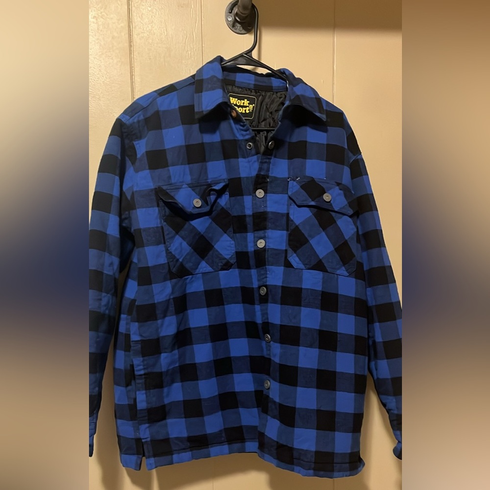 Blue and Black Checkered Men's jacket Shirt